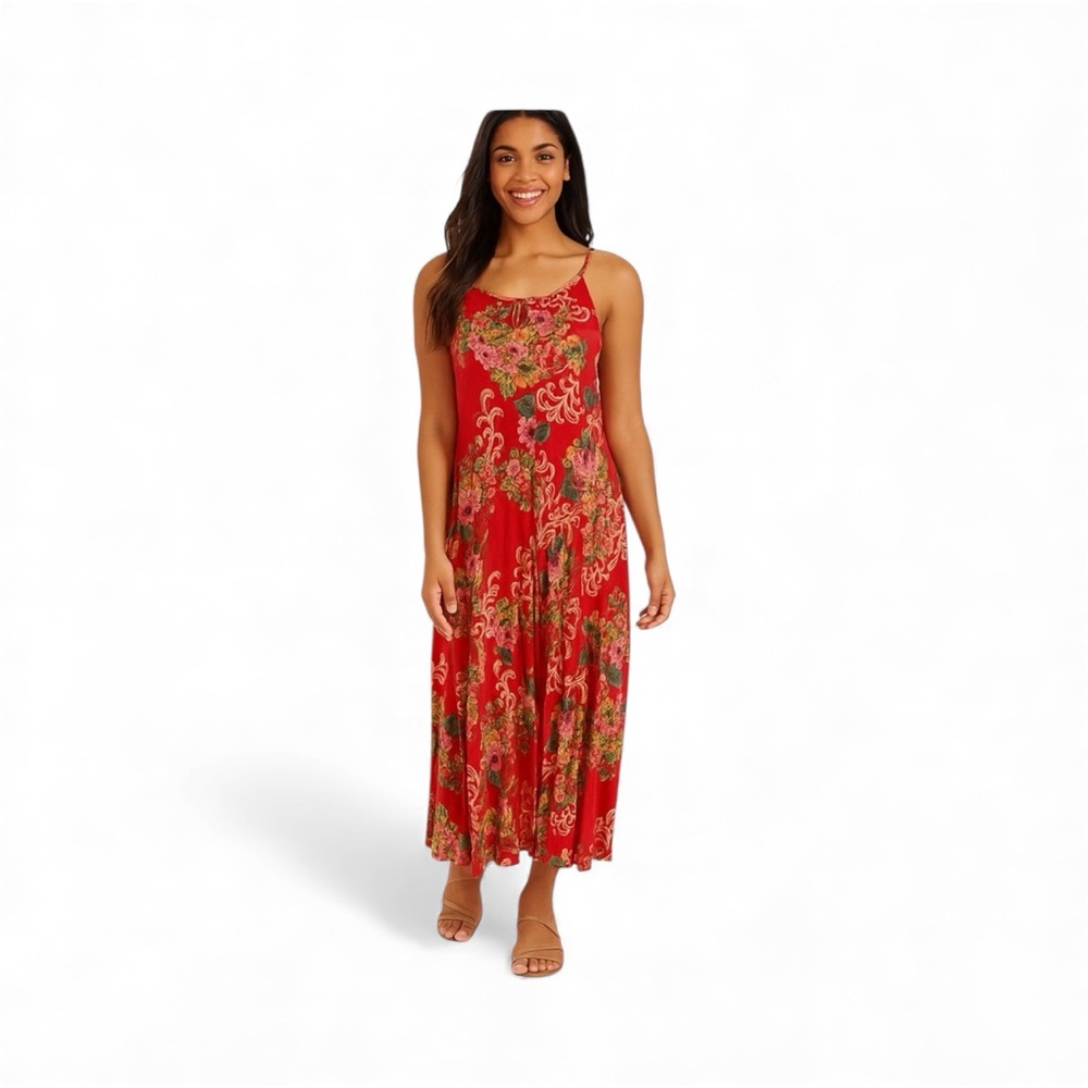 Red Floral Maxi Dress